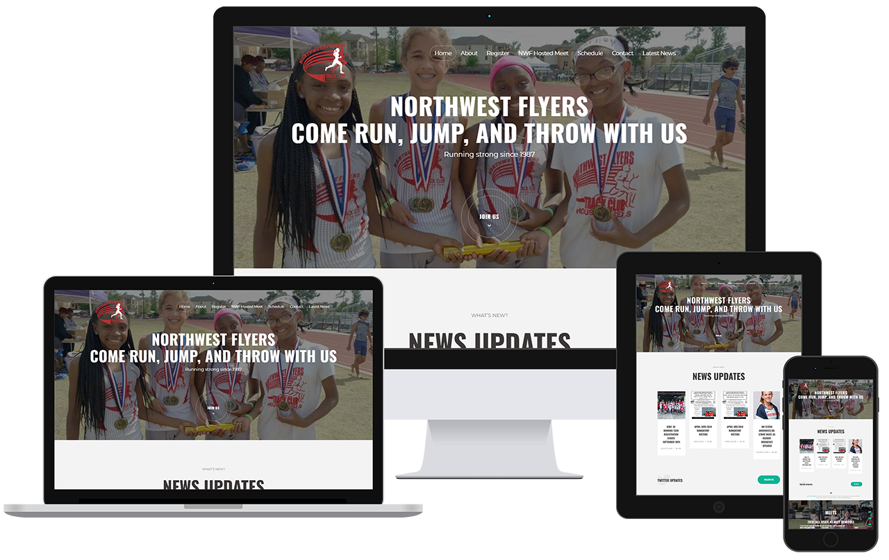 Northwest Flyers website on desktop, laptop, tablet, and phone